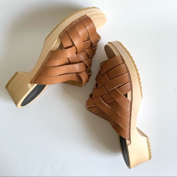 Swedish Hasbeens Shoes - Swedish Hasbeens Britta Woven Leather upper Clog sandals